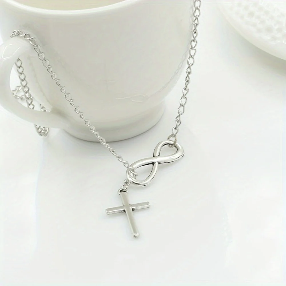 Necklace Cross Pendant Silver Vintage Mothers Day Gift - Image 4