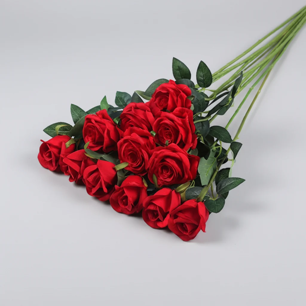 Mothers Day Artificial Flowers Rose Bouquet Red Roses Decor - Image 4