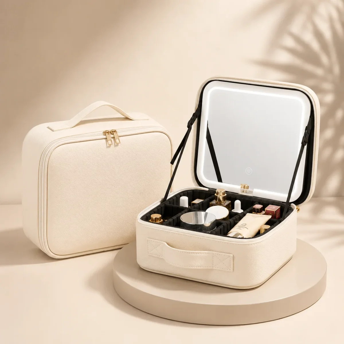 Makeup Case Travel Cosmetic Organizer Mothers Day LED Mirror Box - Image 6