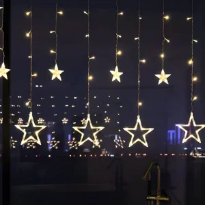 LED Star Light Curtain Warm White Indoor Outdoor Holiday Decor