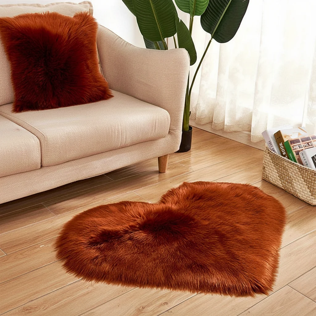 Area Rug Heart Shaped Plush Acrylic Indoor Floor Mat - Image 5