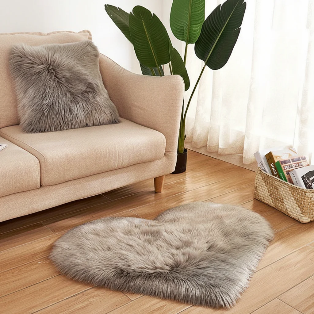 Area Rug Heart Shaped Plush Acrylic Indoor Floor Mat - Image 6