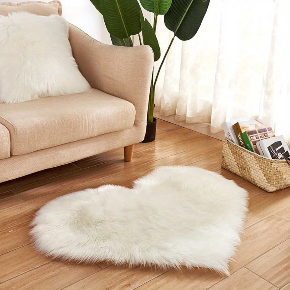 Area Rug Heart Shaped Plush Acrylic Indoor Floor Mat - Image 9