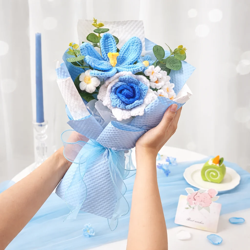 Flower Bouquet Mothers Day Gift Crochet Arrangement Home Decor - Image 2