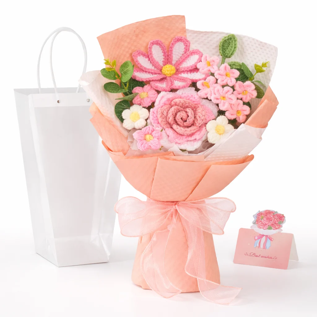 Flower Bouquet Mothers Day Gift Crochet Arrangement Home Decor - Image 5