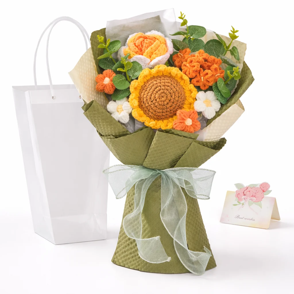 Flower Bouquet Mothers Day Gift Crochet Arrangement Home Decor - Image 7
