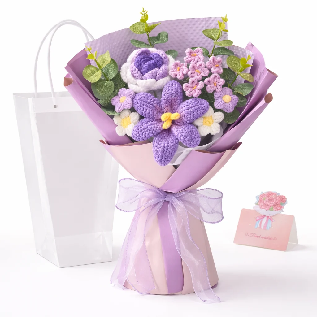 Flower Bouquet Mothers Day Gift Crochet Arrangement Home Decor - Image 9