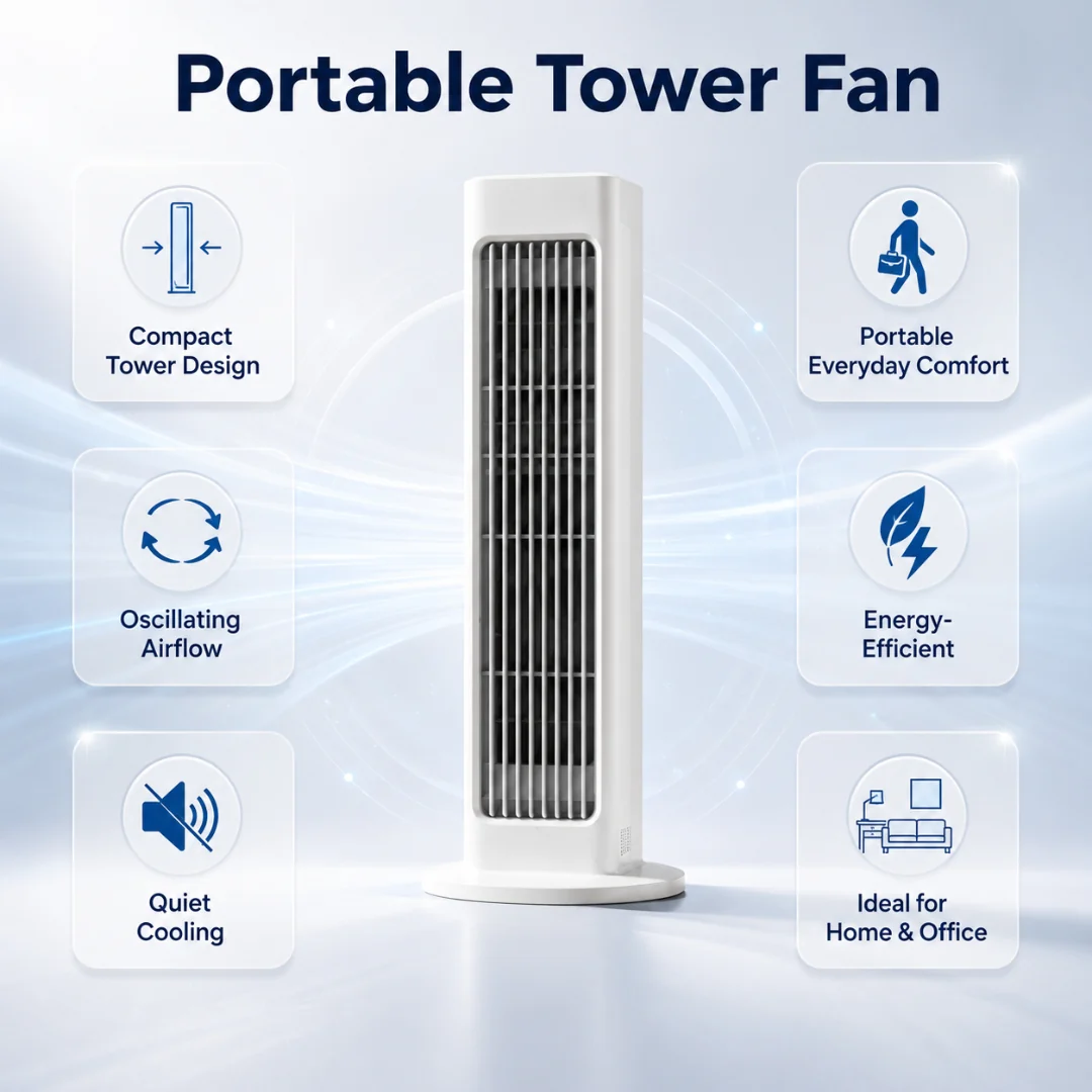 Portable Fan Tower Fan Cooling Fan Oscillating - Image 6