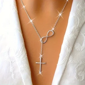 Necklace Cross Pendant Silver Vintage Mothers Day Gift