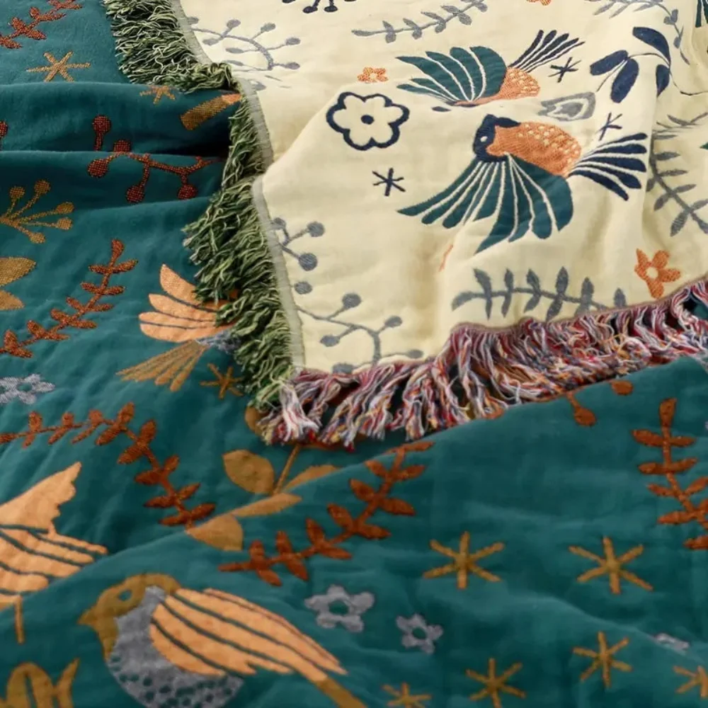 Blanket Throw Scandinavian Bird Reversible Pattern Design - Image 7