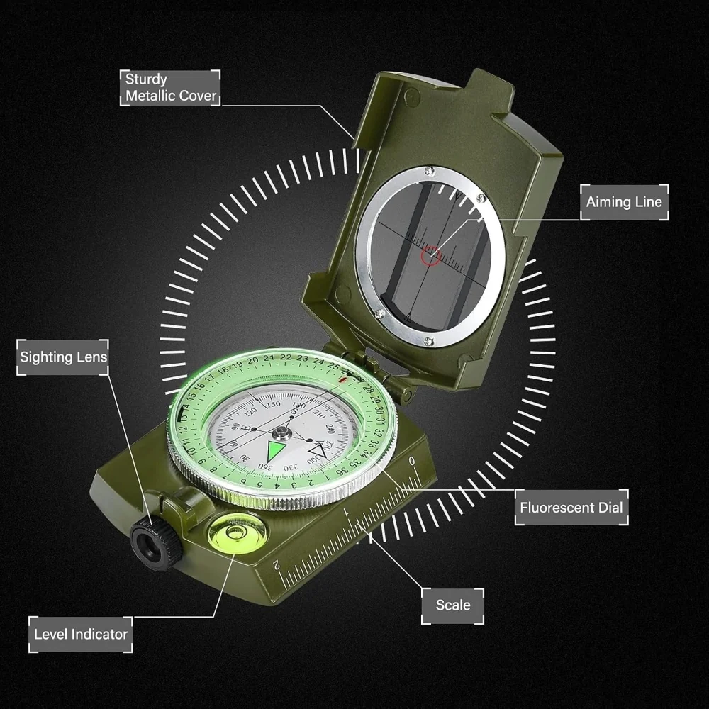 Lensatic Compass Outdoor Navigation Portable Hiking Tool - Image 8