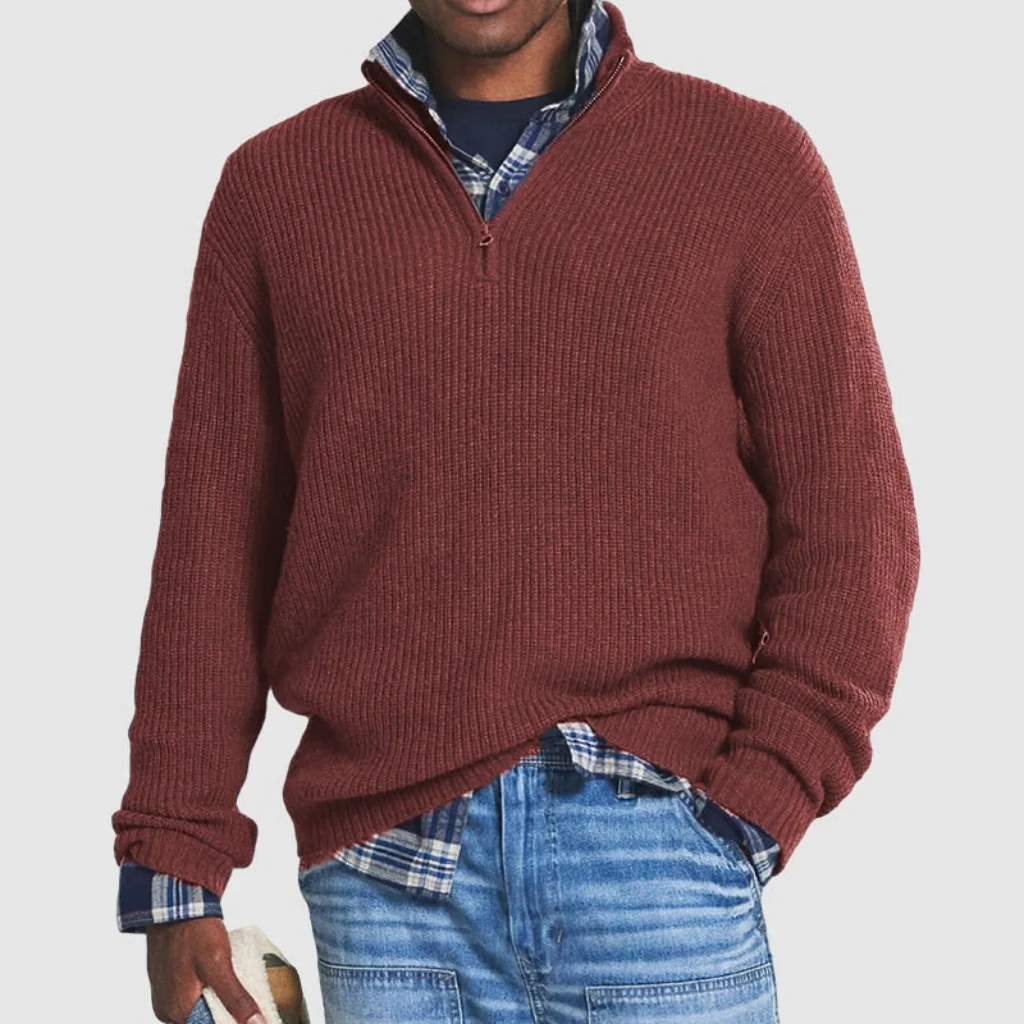 Mens Crew Neck Zipper Sweater Modern Design | Business Casual - Image 2