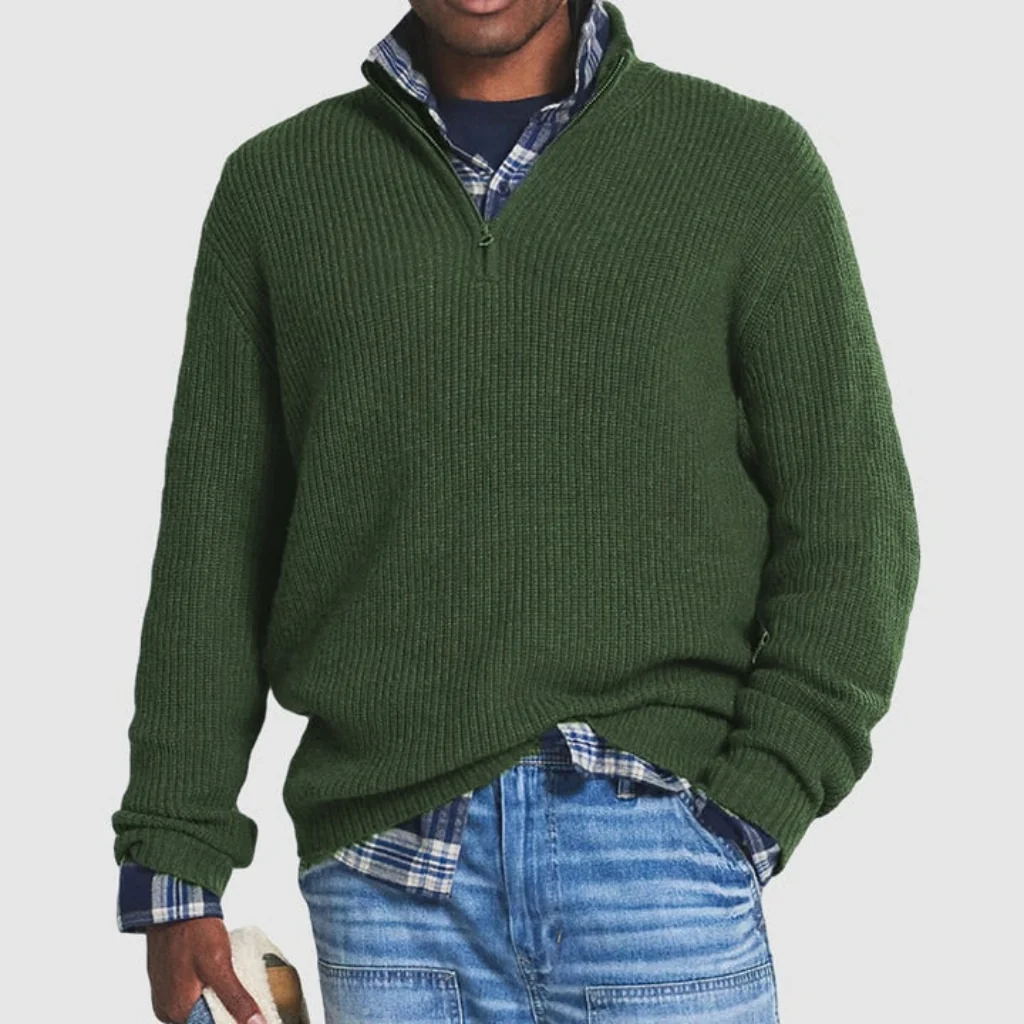 Mens Crew Neck Zipper Sweater Modern Design | Business Casual - Image 6