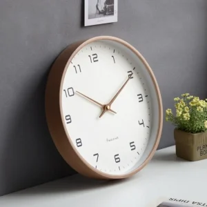 Modern Wall Clock Minimalist Wooden Home Decor Accent