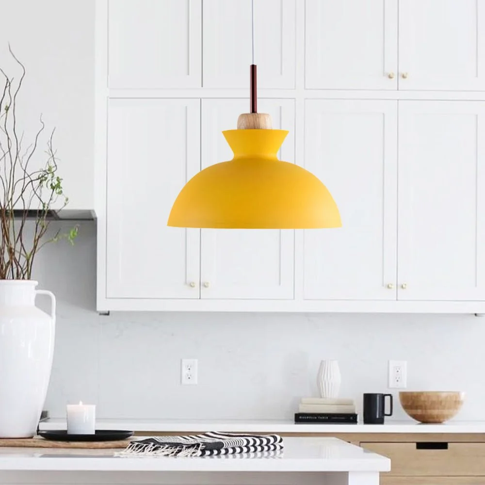 Modern Single Pendant Dome Light | Scandinavian Metal Hanging Lamp - Image 9