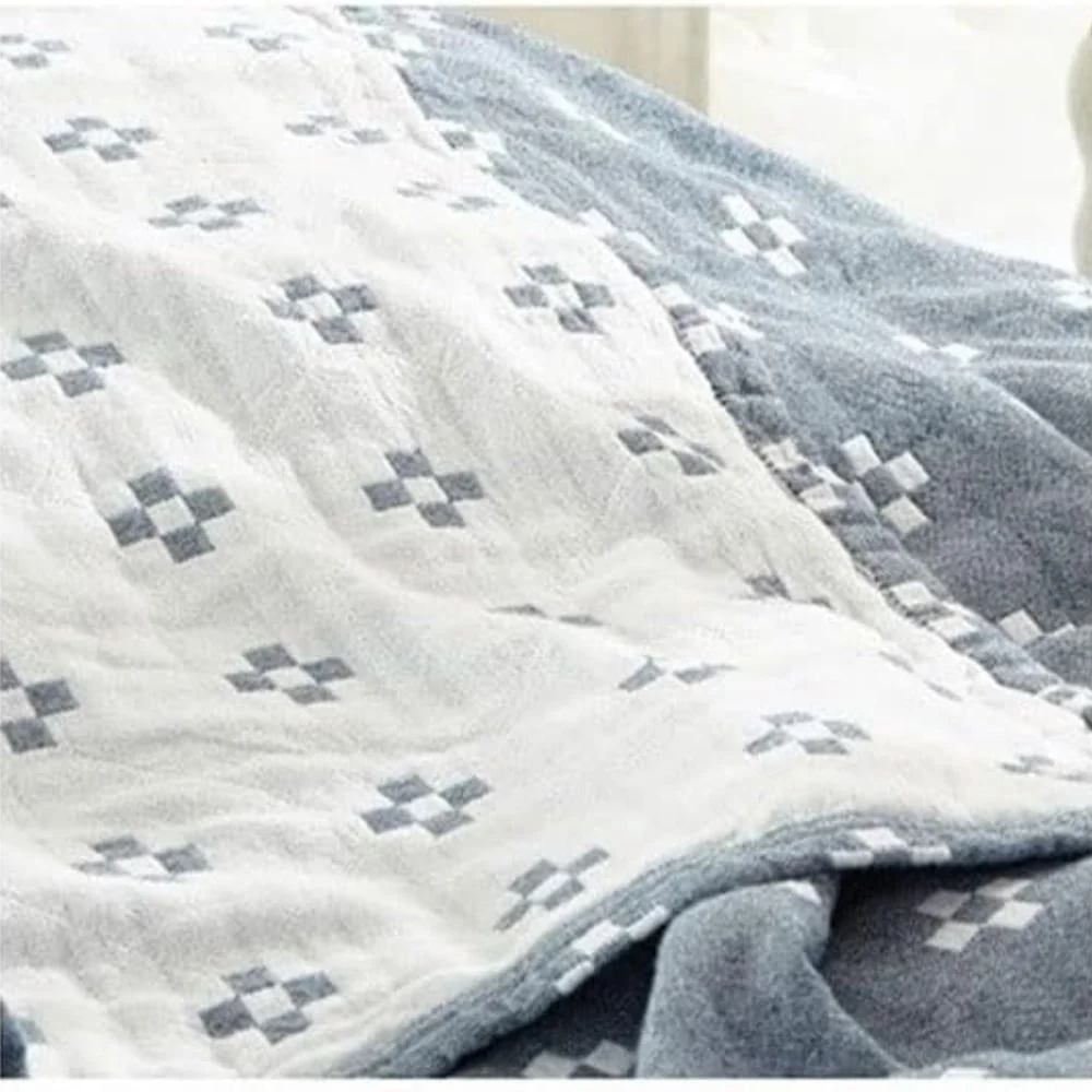 Throw Blanket Cotton Blanket Fluffy Geometric Pattern - Image 9