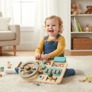 Wooden Steering Wheel Toy Toddlers Imaginative Play Fun